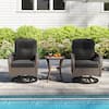 Front. Costway - Costway 3 PCS Patio Swivel Rocker Set Gliding Bistro Furniture Set with Tempered Glass Table - Mix Brown + Black.