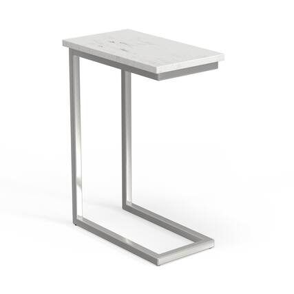 Front. Simpli Home - Simpli Home Skyler 18D C Side Table - White Marble/Silver.