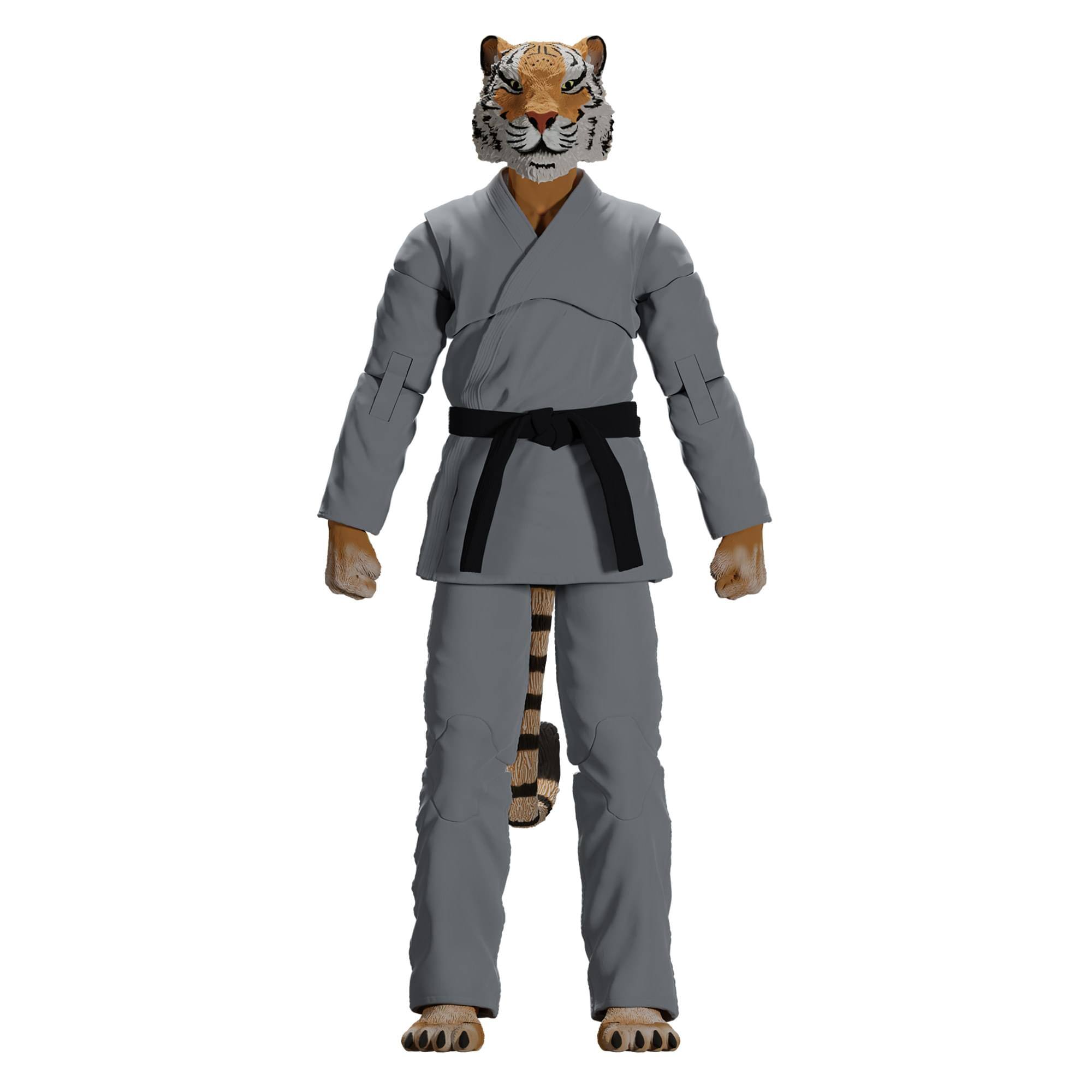 Alt View 1. Icon Heroes - Zoo Jitsu Fighters 6 Inch Action Figure | Tiago the Tiger with Gray Gi - Gray.