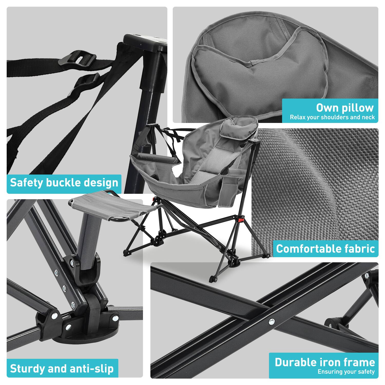 - Own pillow
- Relax your shoulders and neck
- Safety buckle design
- Comfortable fabric
- Sturdy and anti-slip
- Durable iron frame
- Ensuring your safety