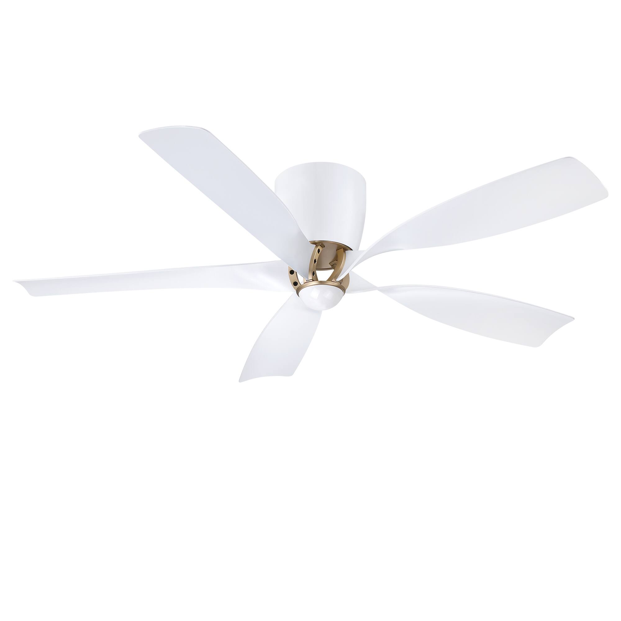 Alt View 6. Parrot Uncle - 52" Modern 5 Blades 6-Speed Flush Mount Low Profile Ceiling Fan with Remote, No Light - White.