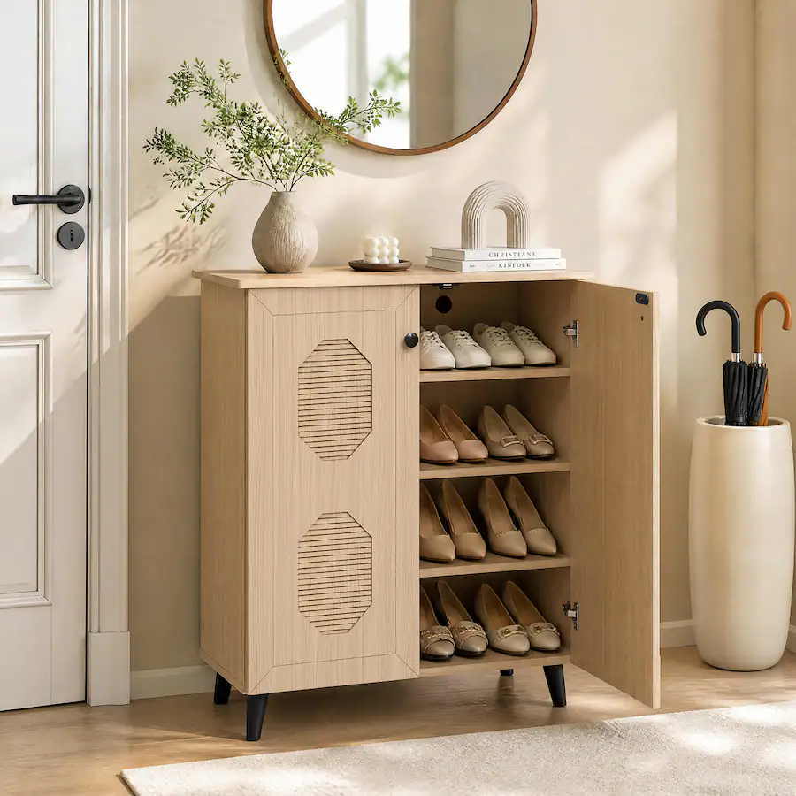 Best Large Shoe Rack Costway Shoe Cabinet with 2 Doors Freestanding Closed Shoe Storage Unit ...
