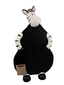 Zeckos - Comical Zebra Chalkboard Menu Board Wild Animals - Black