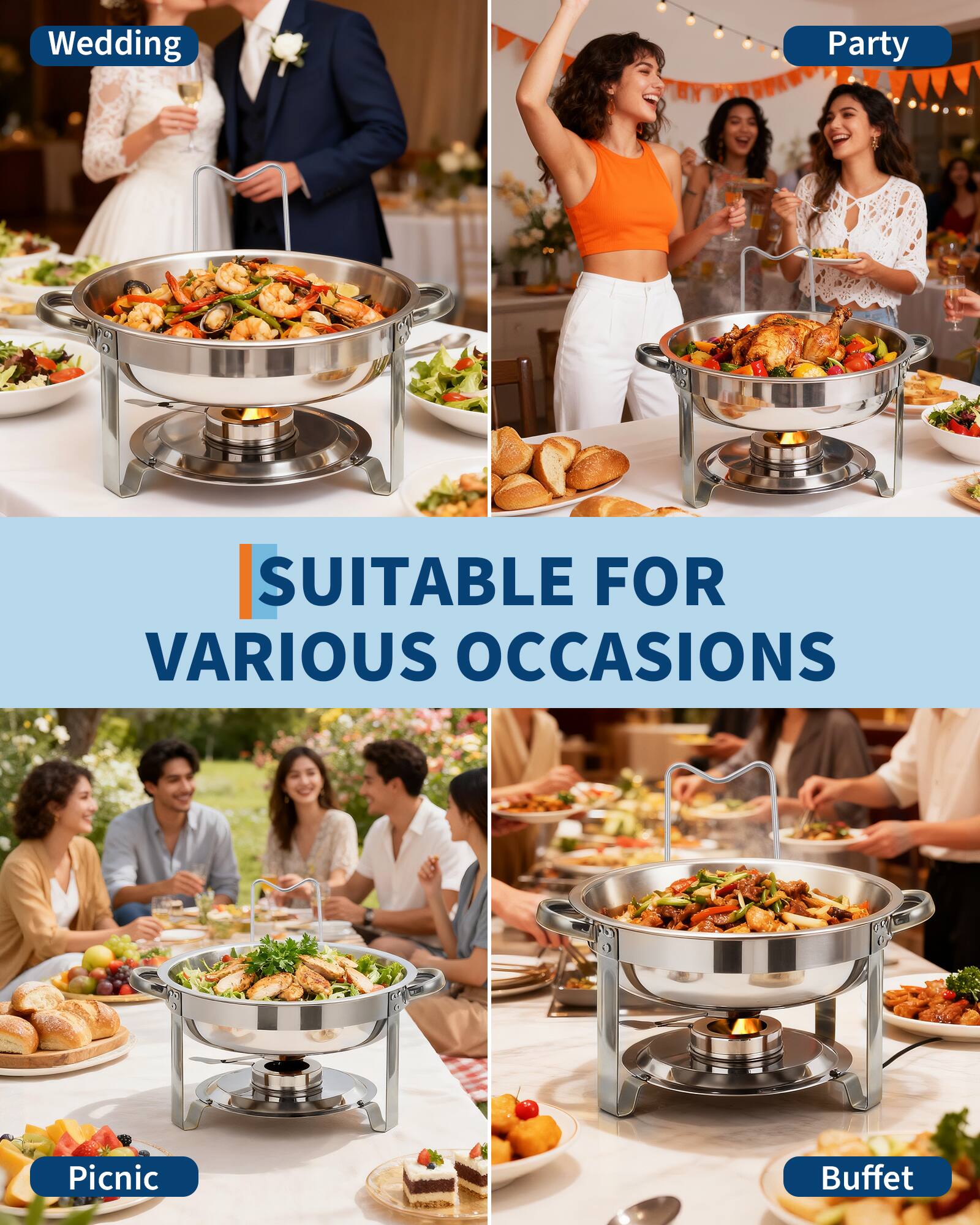 Wedding Party SUITABLE FOR VARIOUS OCCASIONS Picnic Buffet

- Wedding
- Party
- Picnic
- Buffet

SUITABLE FOR VARIOUS OCCASIONS