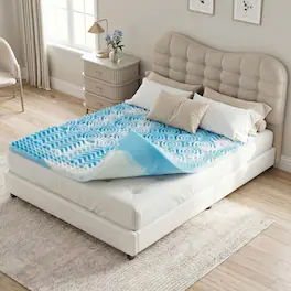 Bestier - 4 Inch Twin XL Size Cooling Gel Memory Foam Mattress Topper, Breathable Skin-Friendly Mattress Pad for Bedroom Dorm - Blue