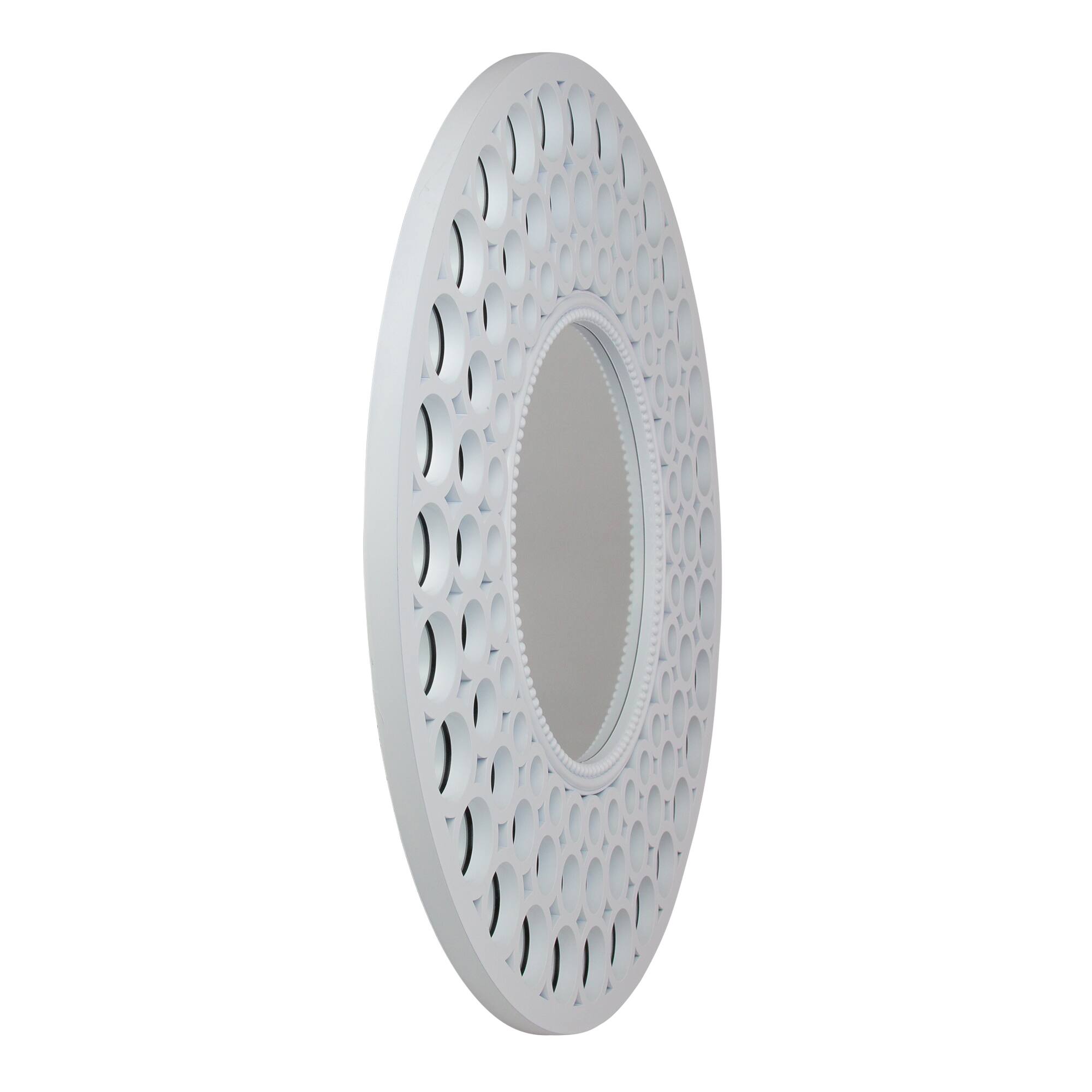Alt View 1. Northlight - 24.75" White Cascading Circles Round Wall Mirror - White.