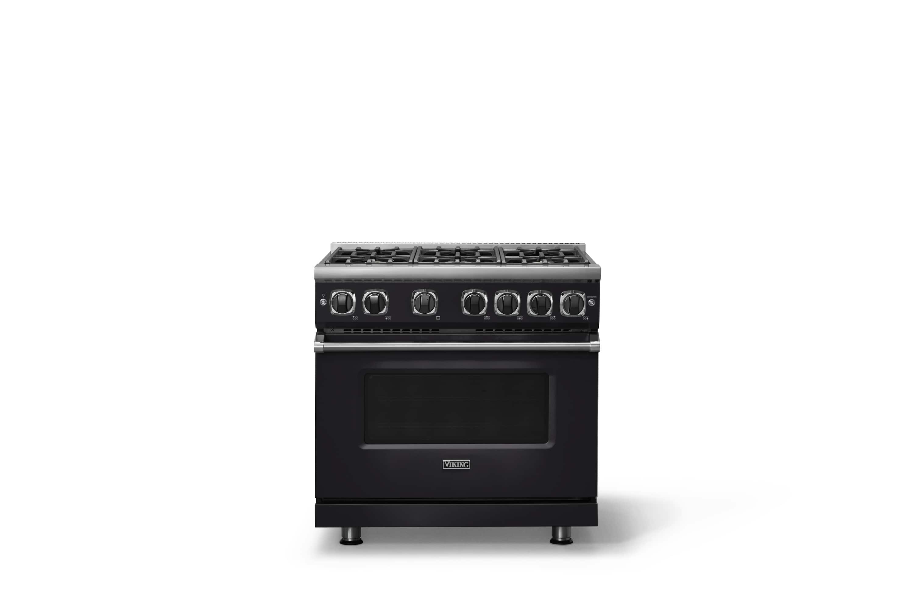 Front. Viking - Pro 7 Series 5.6 Cu. Ft. Freestanding Sealed 4 Burner Gas Convection Range - Onyx - Onyx.