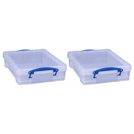 Really Useful Box - 4L Storage Container with Lid and Clip Lock Handles, (2 Pack) - Clear