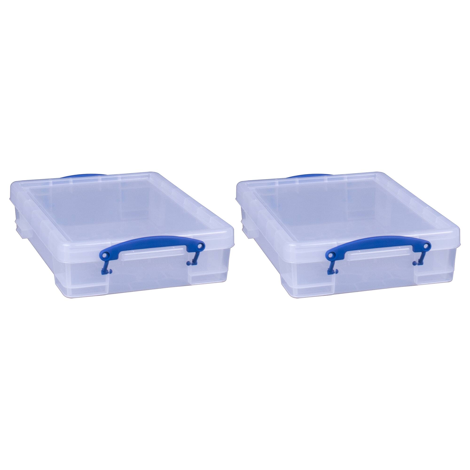 Front. Really Useful Box - Really Useful Box 4L Storage Container with Lid and Clip Lock Handles, (2 Pack) - Clear.