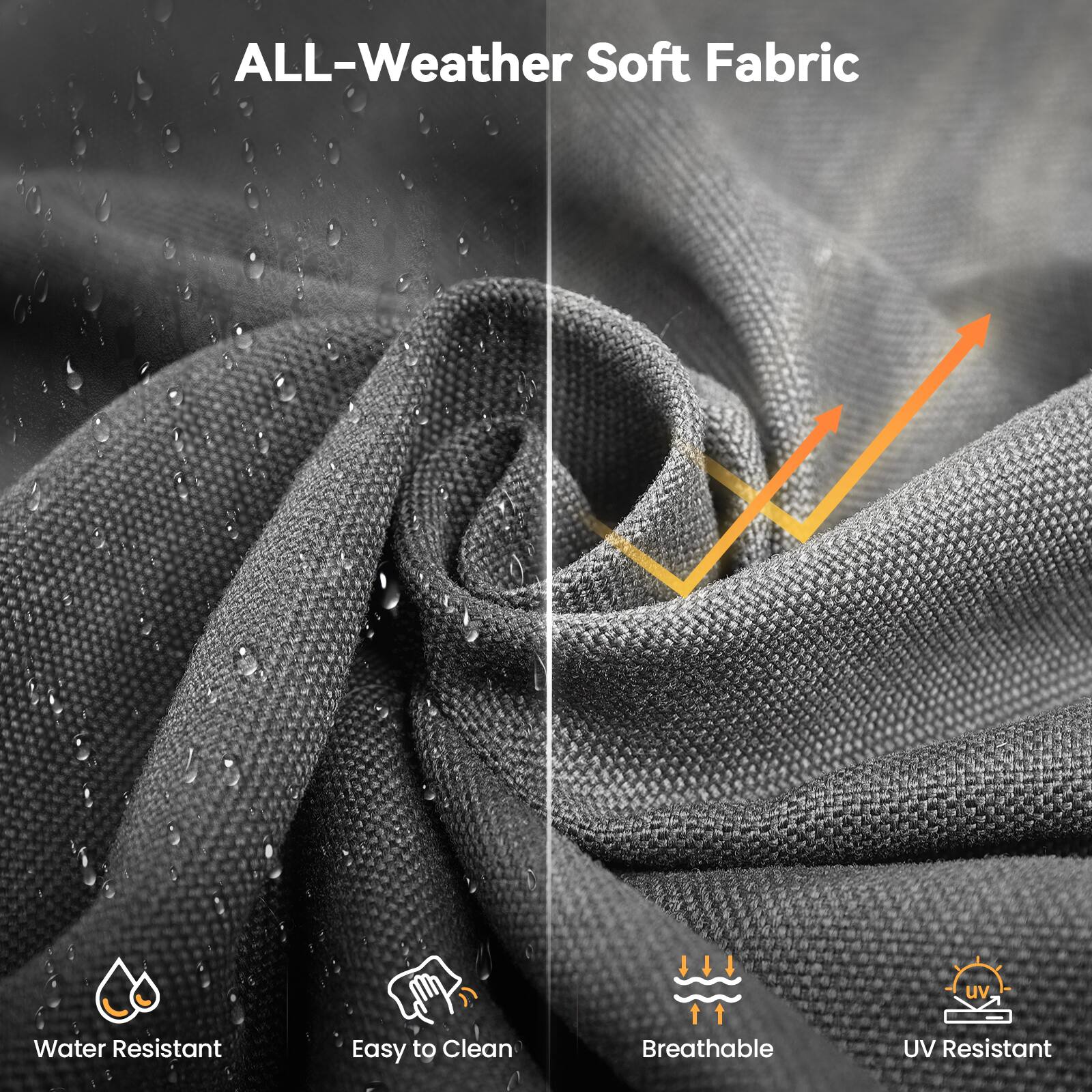 ALL-Weather Soft Fabric

- Water Resistant
- Easy to Clean
- Breathable
- UV Resistant