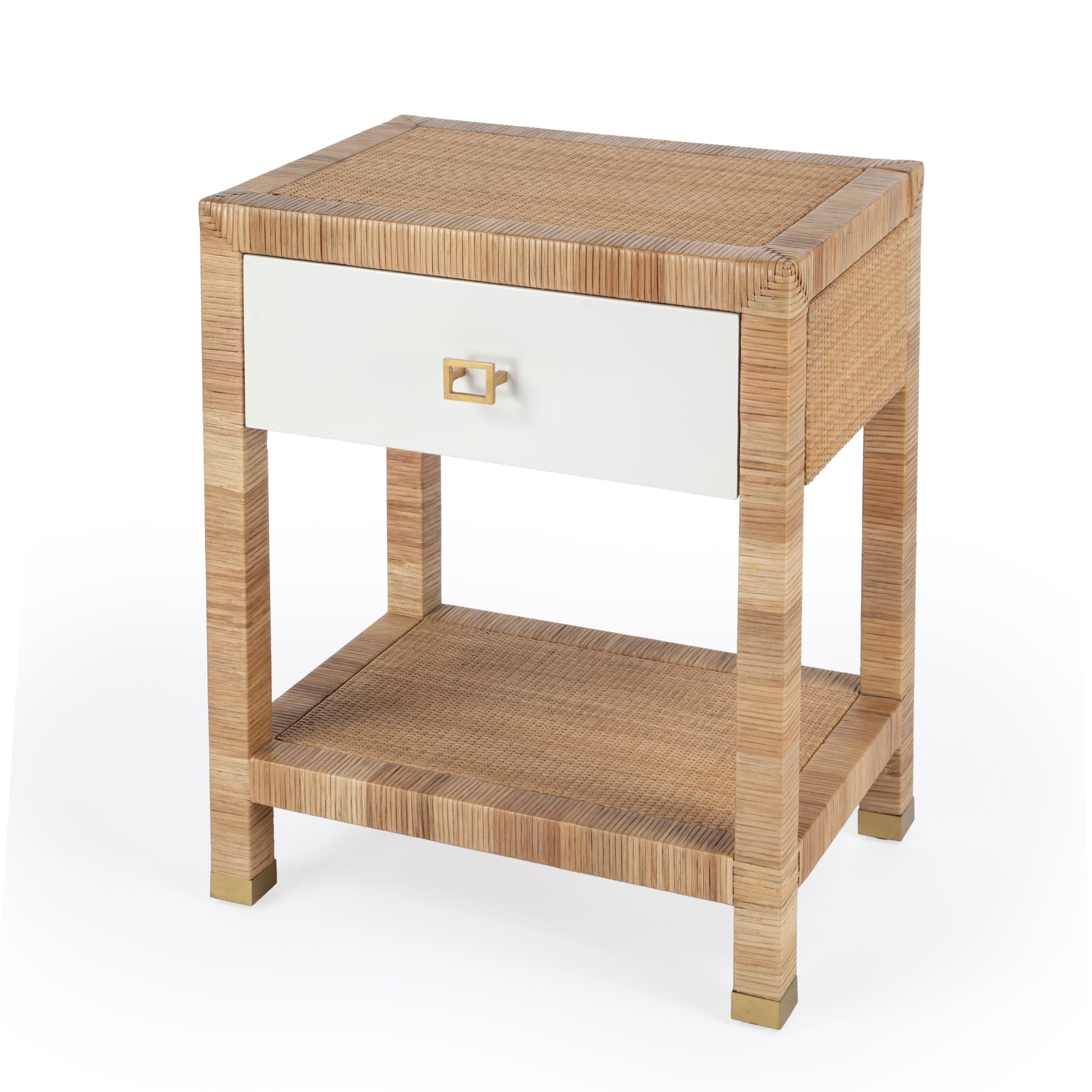 Butler Specialty - Corfu 24 in. W Rectangular Rattan 1 Drawer Nightstand with Lower Open Shelf - Natural and White price history on PriceWatchPro