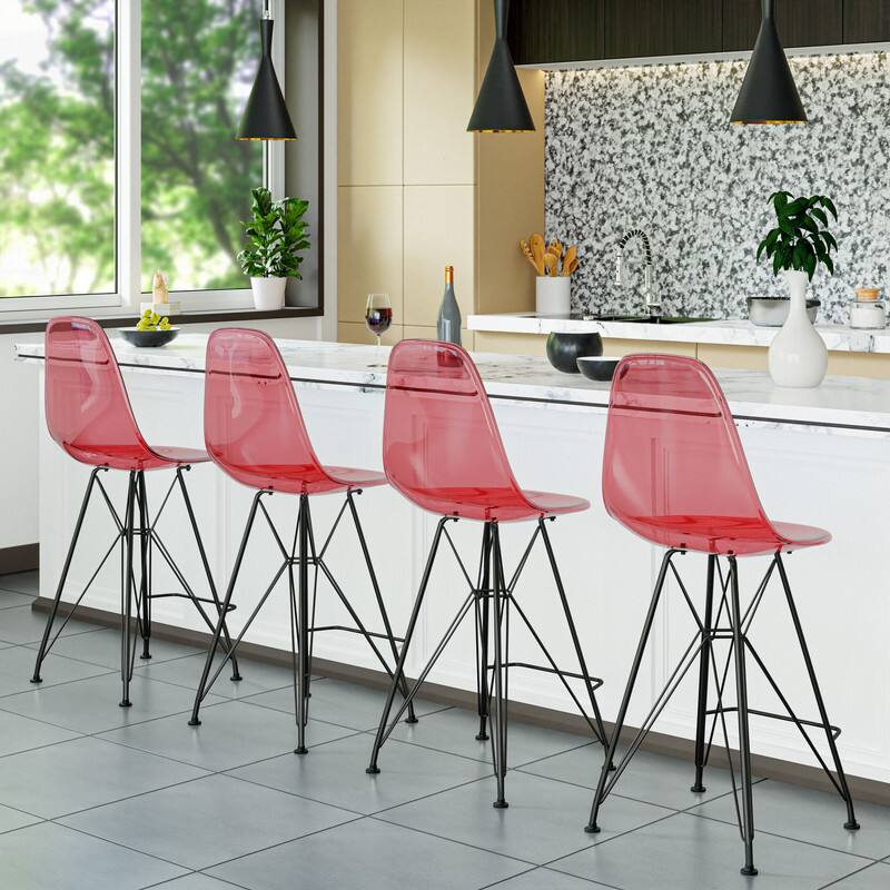 LeisureMod Cresco Modern Acrylic Barstool, Swivel Counter Height Stool ...