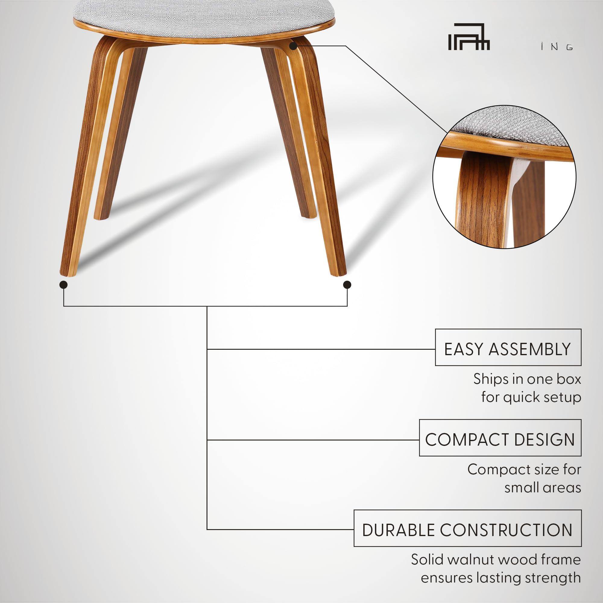 - **EASY ASSEMBLY**  
  Ships in one box for quick setup

- **COMPACT DESIGN**  
  Compact size for small areas

- **DURABLE CONSTRUCTION**  
  Solid walnut wood frame ensures lasting strength