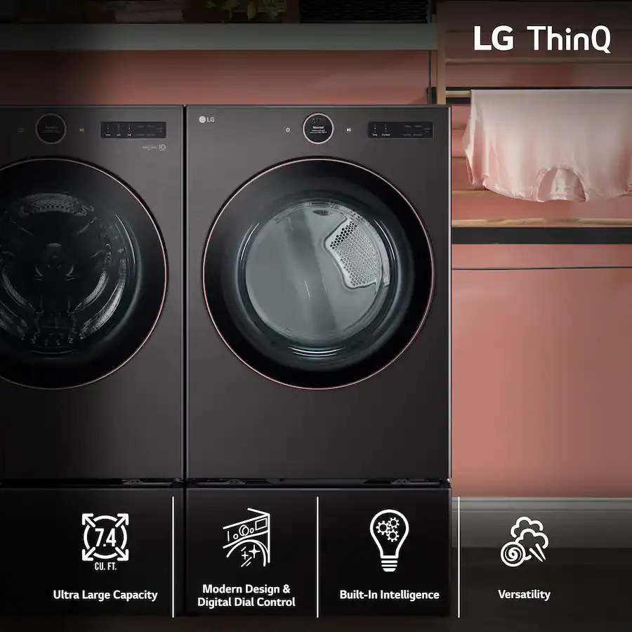 LG 7.4 Cu. Ft. Stackable Smart Gas Dryer with Steam and Sensor Dry ...