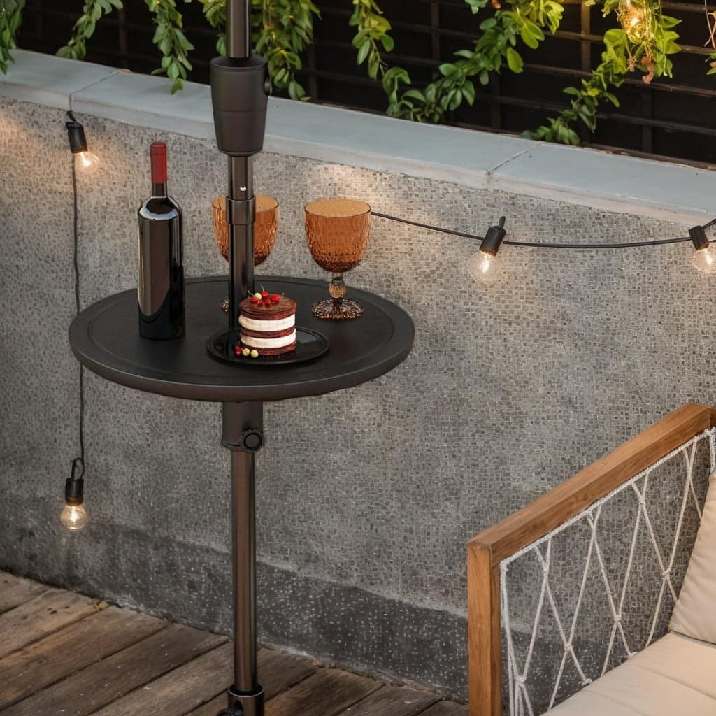 Kadyn - Umbrella Bases20 Inches Outdoor Adjustable Umbrella Table with 15 Inches Umbrella Hole - Black