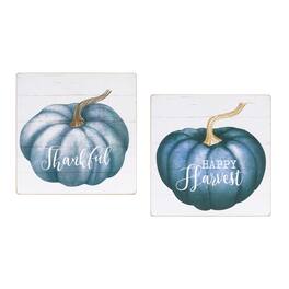 BreeBe - Pumpkin Sentiment Sign (Set of 4) - Blue, Cream