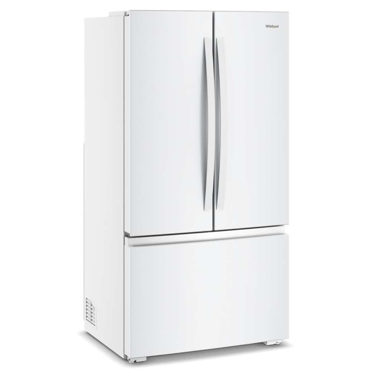 Angle. Whirlpool - 36 in. Wide 24 cu. ft. 3-Door French Door Counter Depth Refrigerator - White.