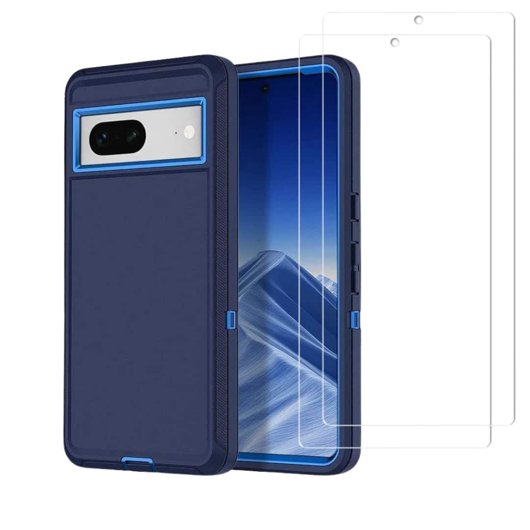 Entronix - Heavy Duty Bundle for Google Pixel 9 - Case and 2 Screen Protectors - Blue