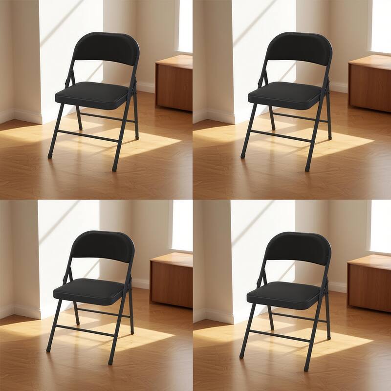 Front. Vipbear - Portable Folding Chair Space-Saving Design Sturdy and Durable Perfect for Indoor & Outdoor Use - Black.