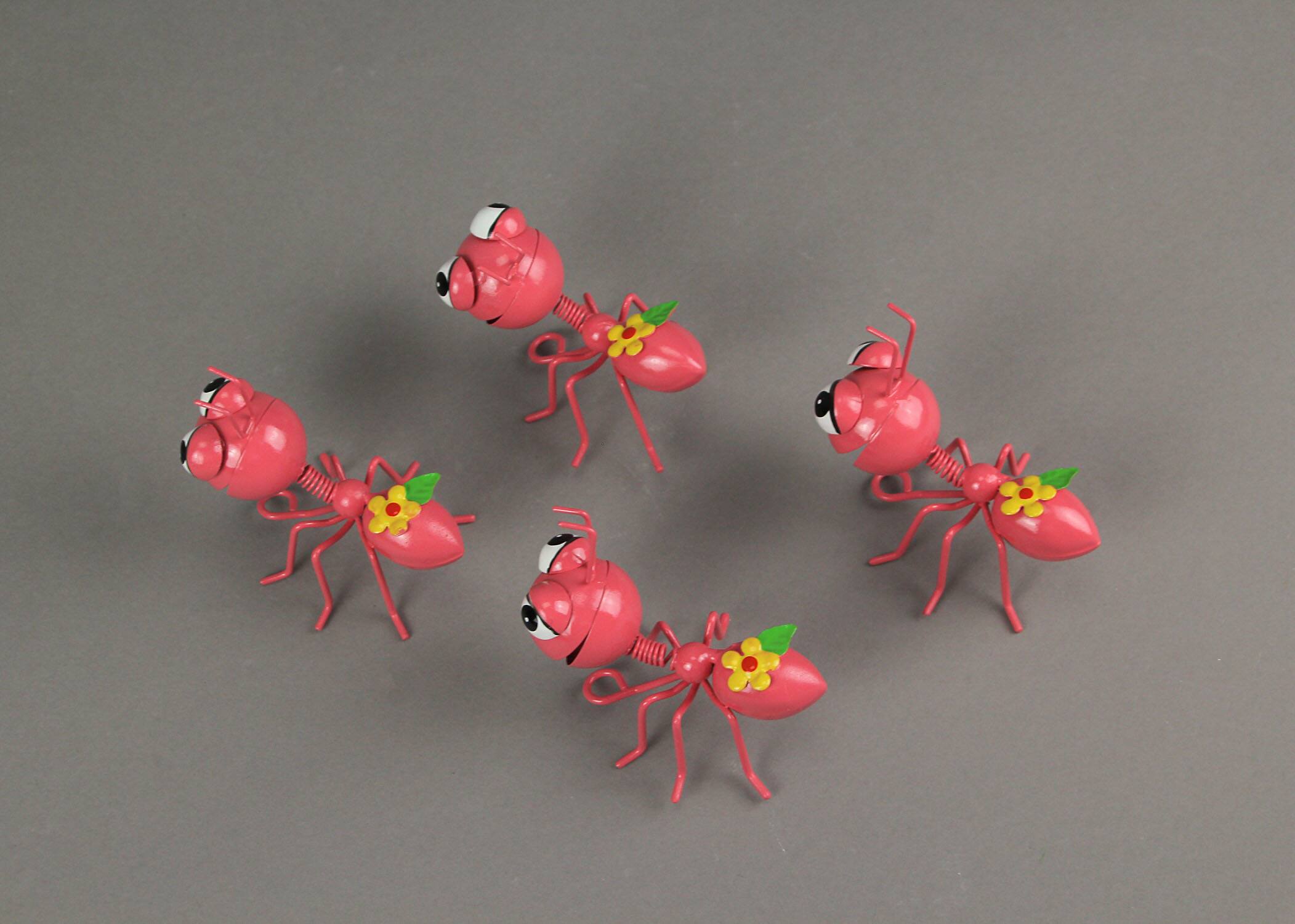 Alt View 2. Napco - Set of 8 Pink Metal Art 3.25 Inch Ant Table Sculptures Wall Hanging Decorations - Pink.