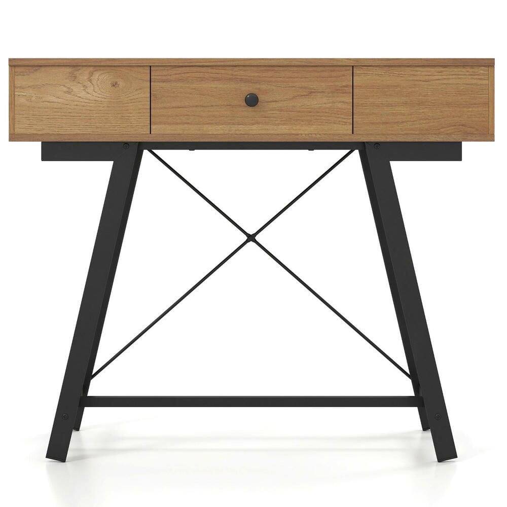 Alt View 2. Kadyn - Farmhouse Vanity Desk - Flip Top Mirror, Makeup Dressing Table, Rustic Charm - Rustic Brown - Brown.