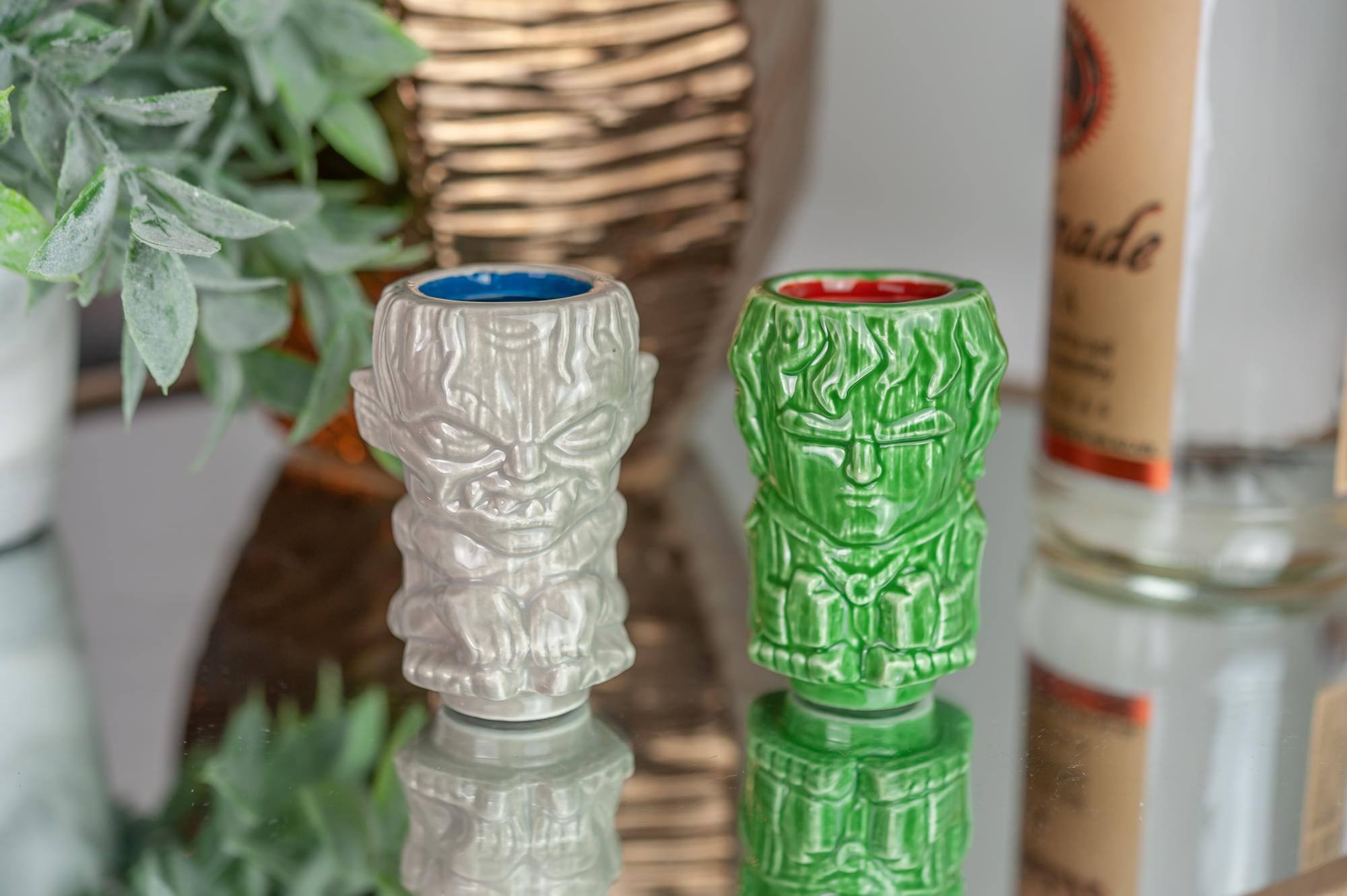 Alt View 3. ThinkGeek - Geeki Tikis Lord Of The Rings Frodo & Gollum Mini Muglets | 2-Ounce Ceramic Mugs - Green.