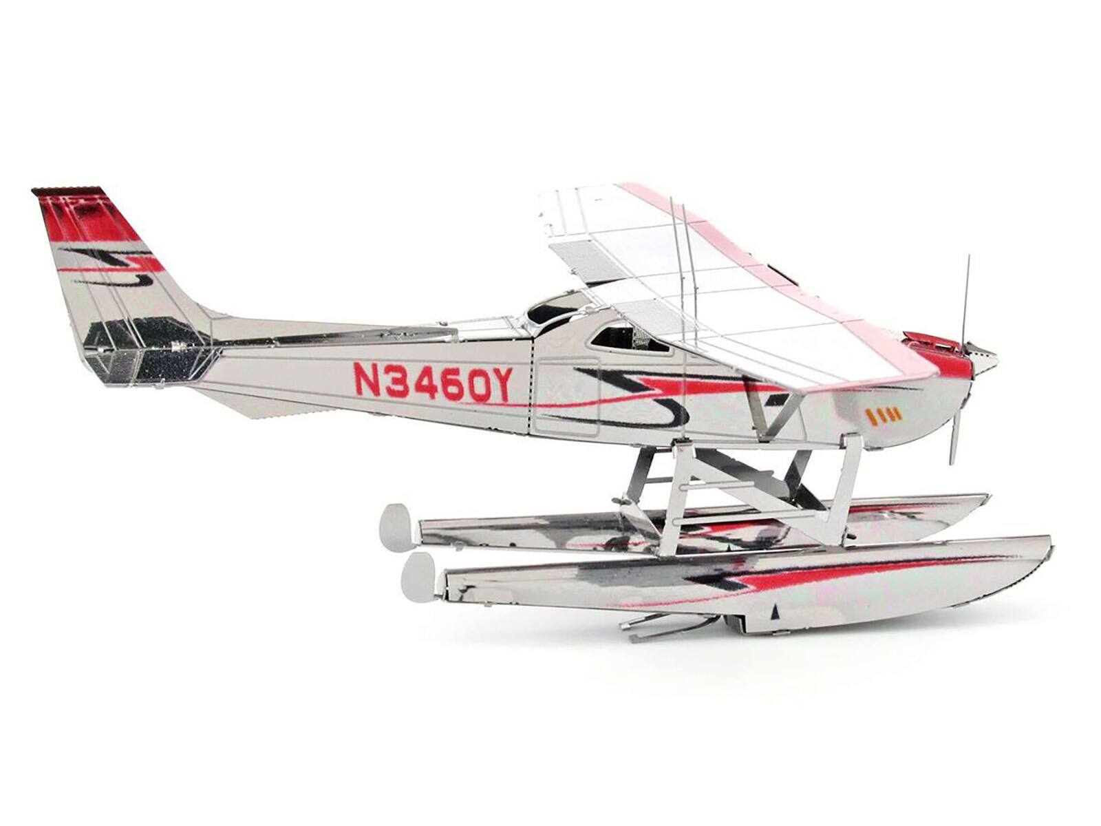 Alt View 4. Metal Earth - Model kit Cessna 182 Floatplane White and Red (Moderate Difficulty) Steel Model by Metal Earth.