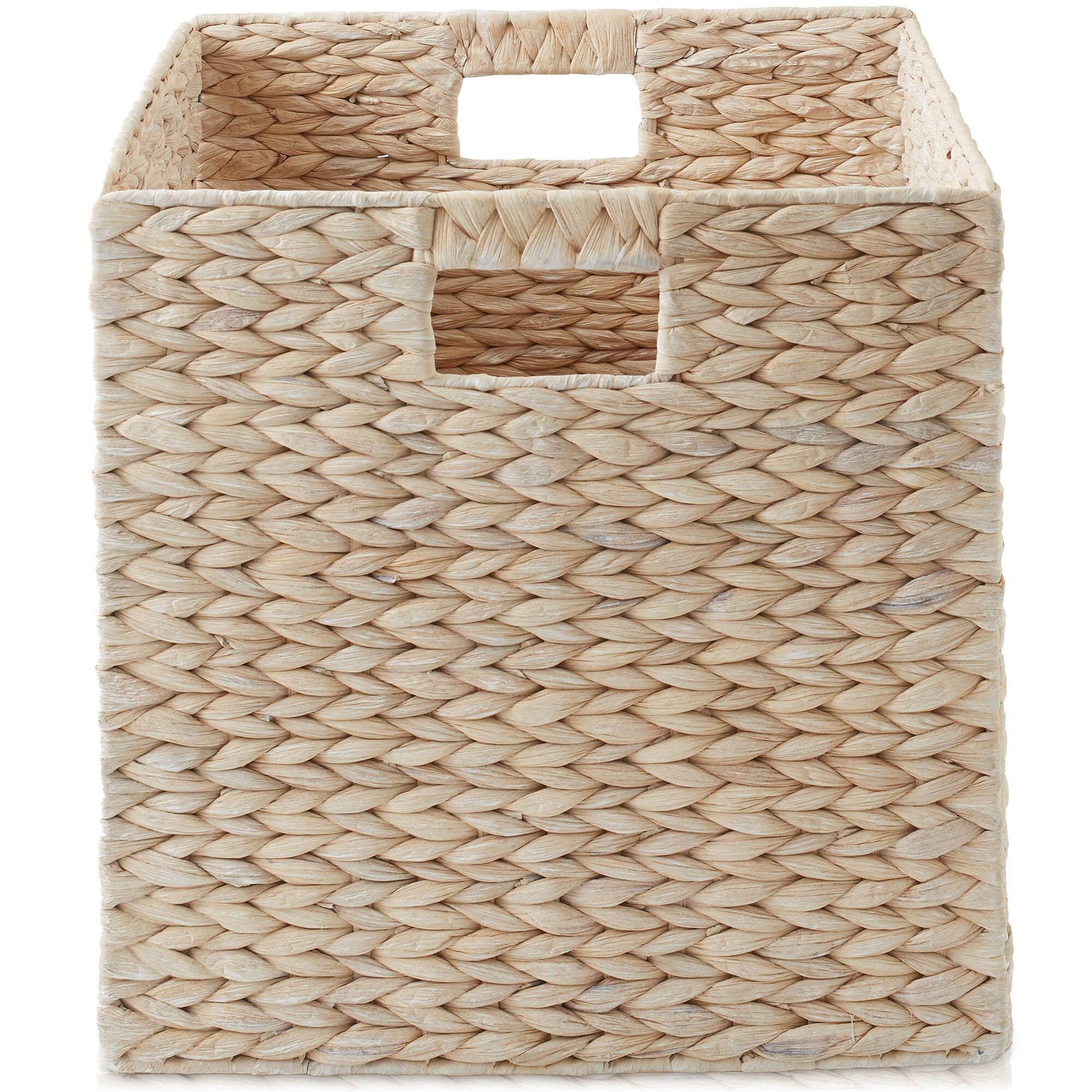 Alt View 3. Casafield - 13 x 13-in Water Hyacinth Storage Baskets - 6 Pack - Whitewash.