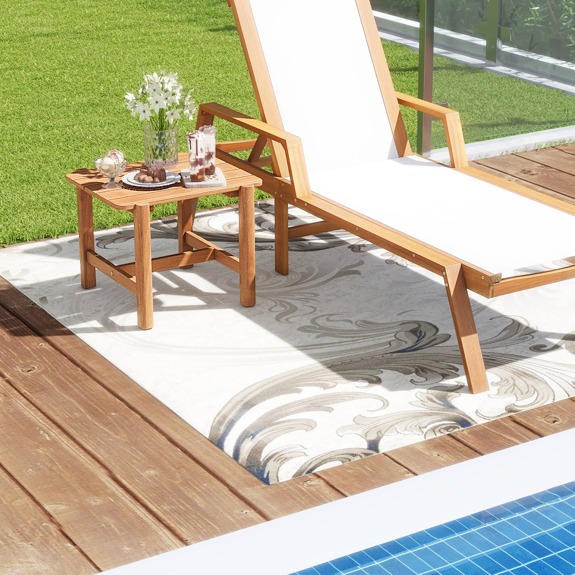 Alt View 1. Gymax - Gymax Patio Teak Wood Side Table with Slatted Tabletop Small Coffee Table for Porch - Natural.