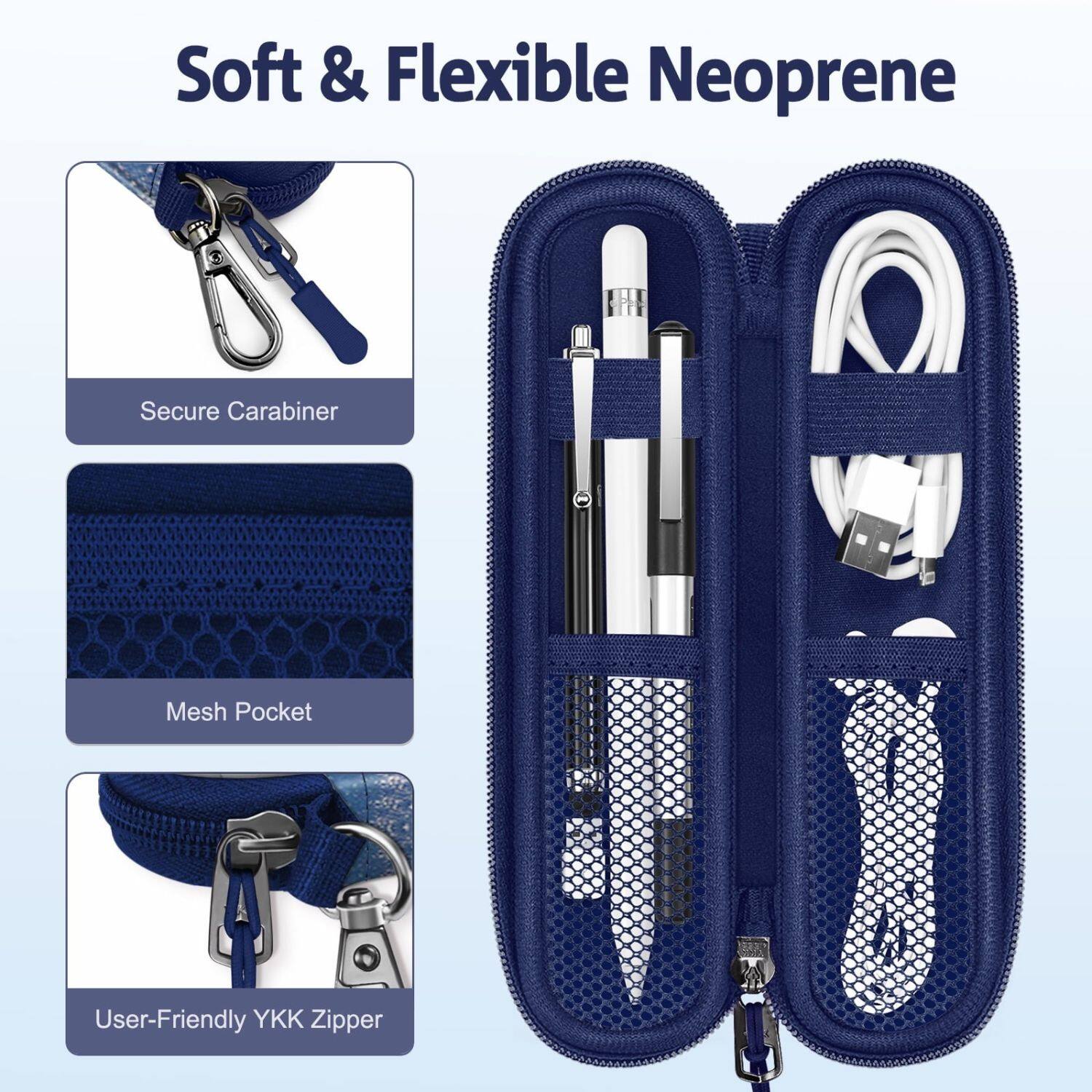 Soft & Flexible Neoprene

Secure Carabiner

Mesh Pocket

User-Friendly YKK Zipper