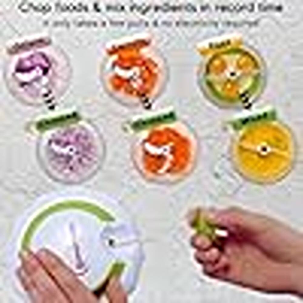 Left. PARKER SLATER - 4-Cup Manual Food Chopper – Hand-Pull Mincer & Mixer for Onion, Garlic, Vegetables, Fruits, and Herbs, Ideal for Salsa, - White Green.