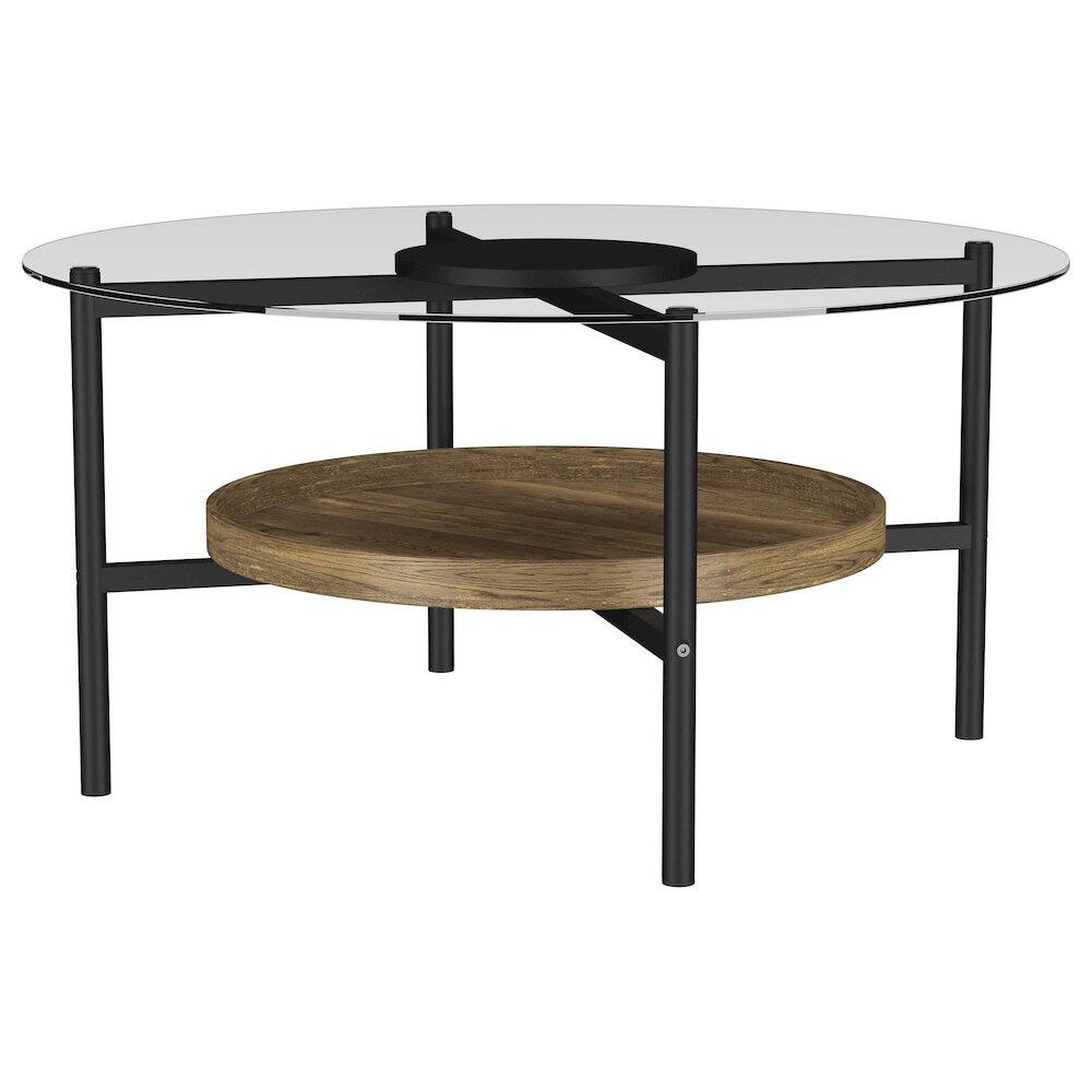 Alt View 4. Coaster Co. of America - Delfin Round Glass Top Coffee Table Black and Brown - Brown.