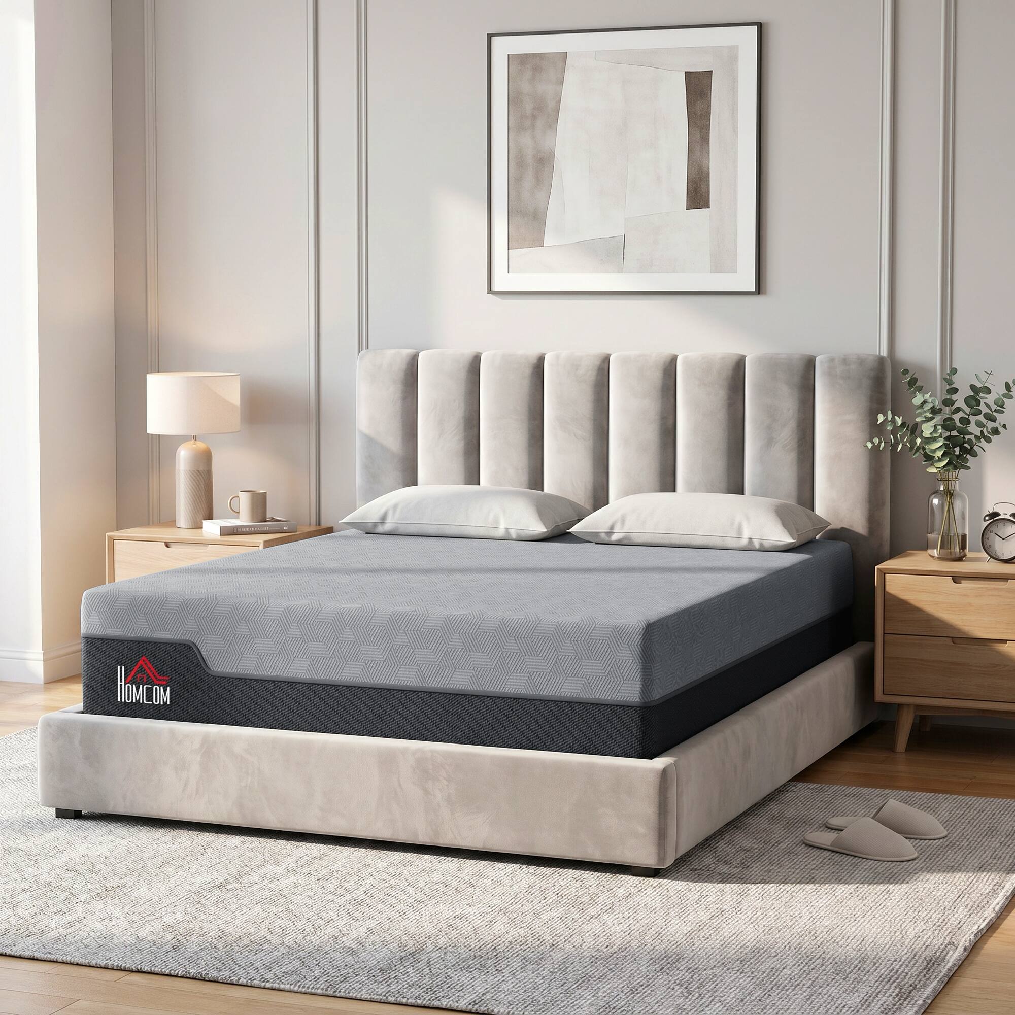 Alt View 8. Homcom - Mattress, 14 Inch Memory Foam Mattress for Pressure Relief, Graphene Gel Cooling Copper Bed in a Box - Gray.
