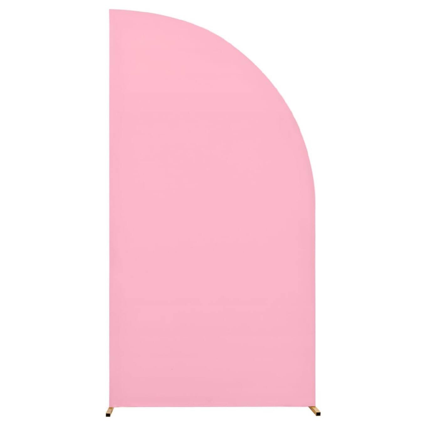 Front. GARVEE - 5ft Wedding Arch Cover, Half Moon Top, Stretchy Backdrop for Celebratory Events, Pink, Elastic Spandex - Pink.