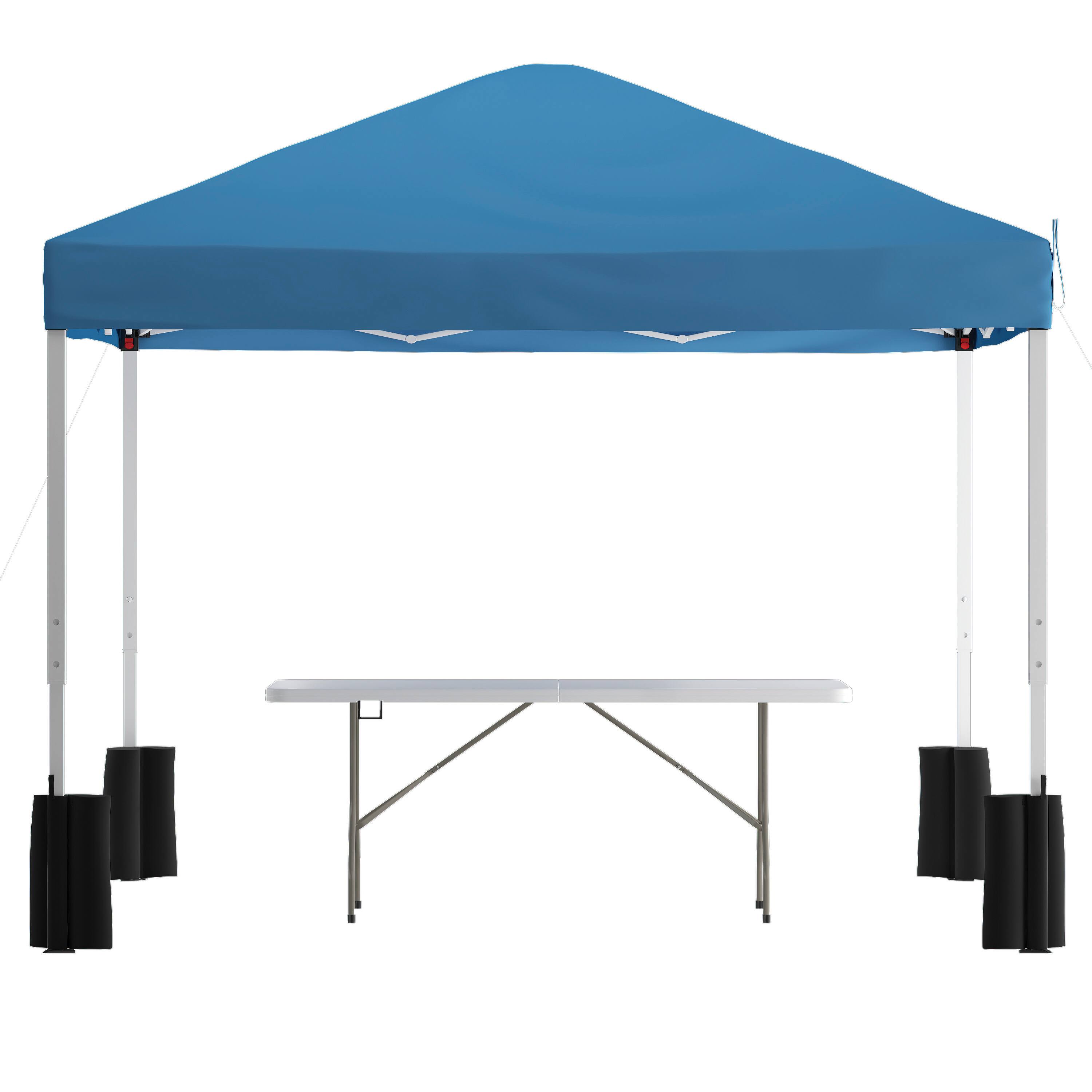 Front. Flash Furniture - Otis 10'x10' Blue Pop Up Canopy Tent with Wheeled Case and 6-Foot Bi-Fold Folding Table with Carrying Handle - Tailgate.