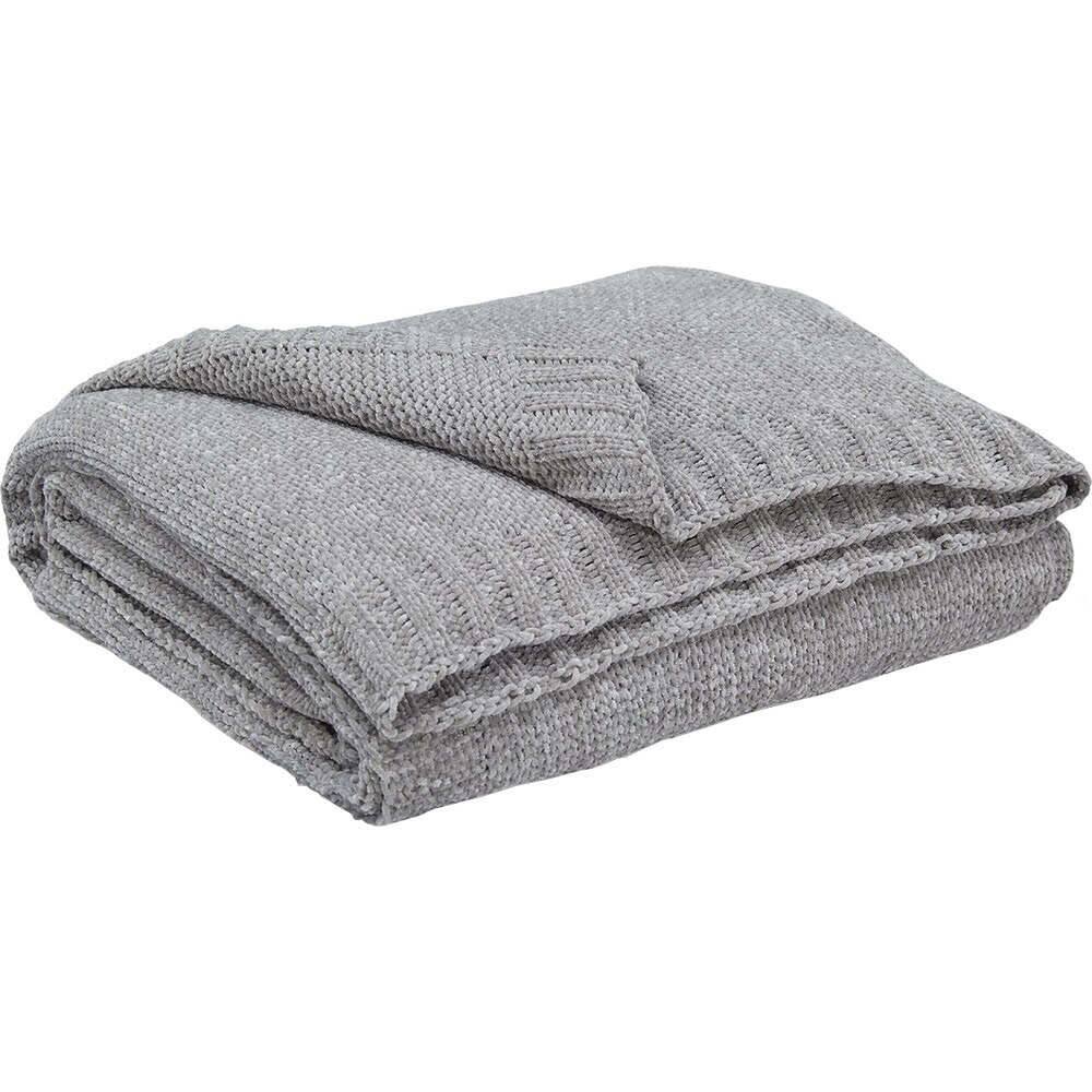Front. Ashly - Anawood Throw Blanket - Gray - Gray.
