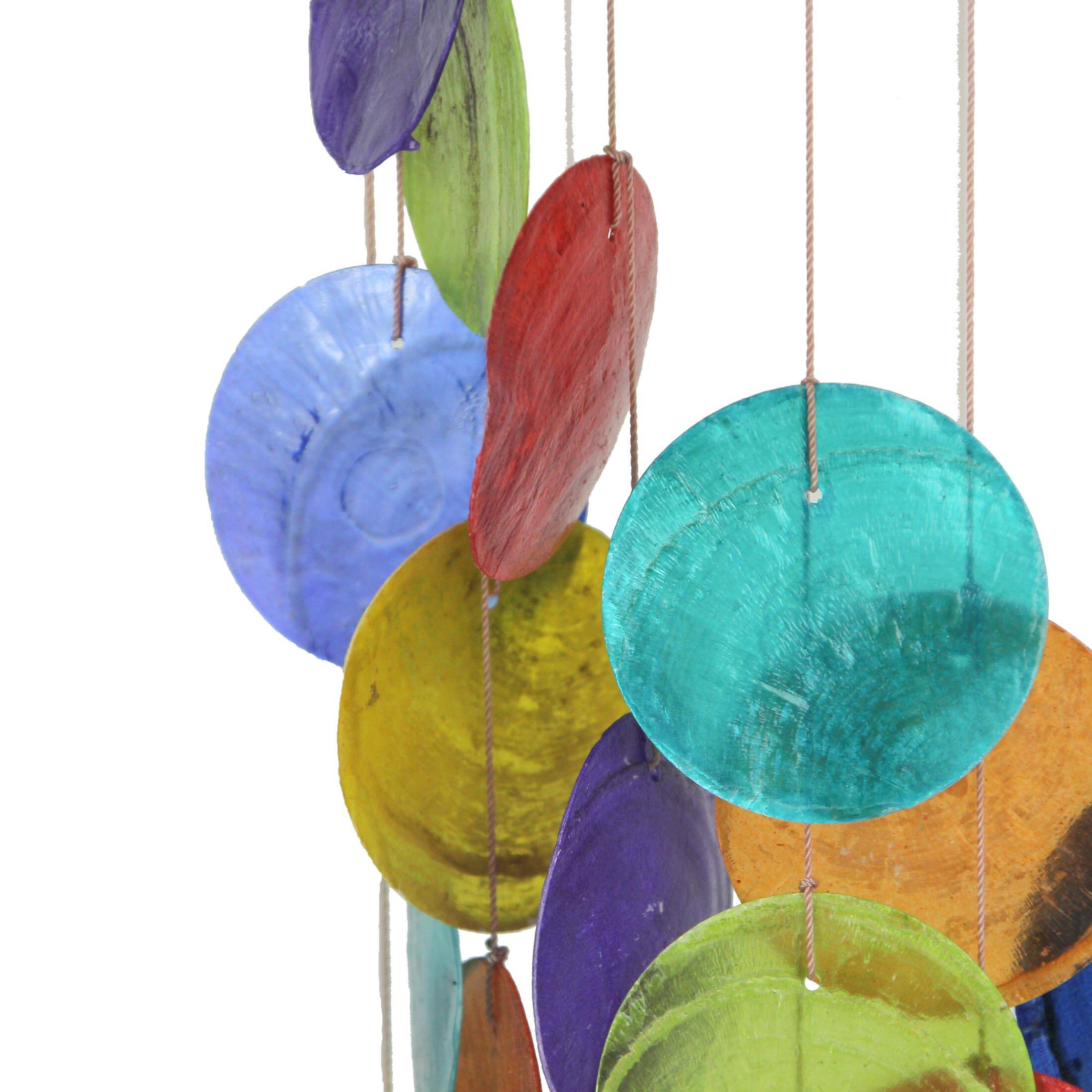 Alt View 1. J.D. Yeatts - Dyed Capiz Shell 26 Inch Long Spiral Wind Chime Rainbow Colors Garden Patio Outdoor Décor - Multicolored.