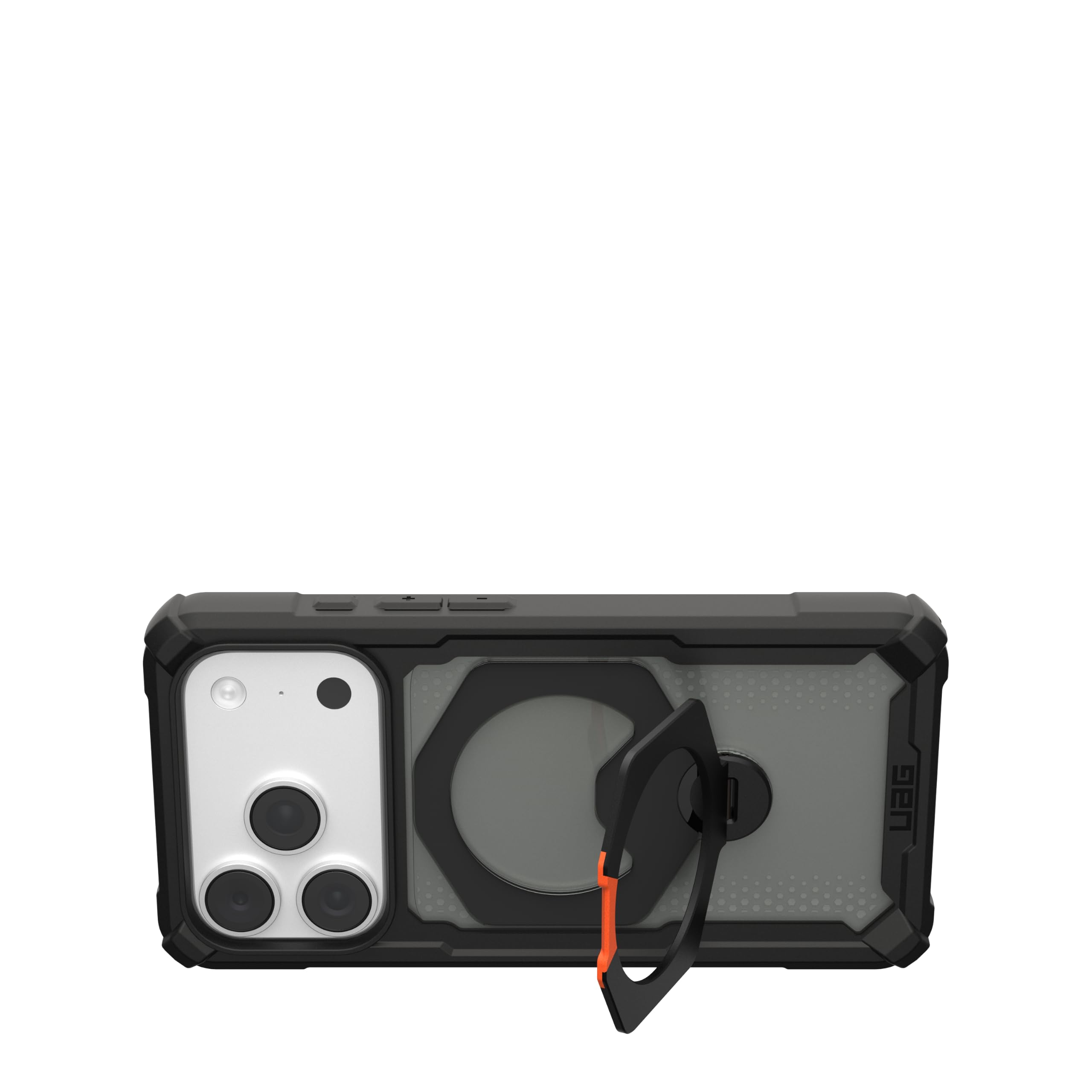Alt View 5. UAG - iPhone 18 Pro Case/iPhone 17 Pro Case with 360 Kickstand, MagSafe & Camera Control Cover Button, Plasma XTE 360 - Black/Orange.