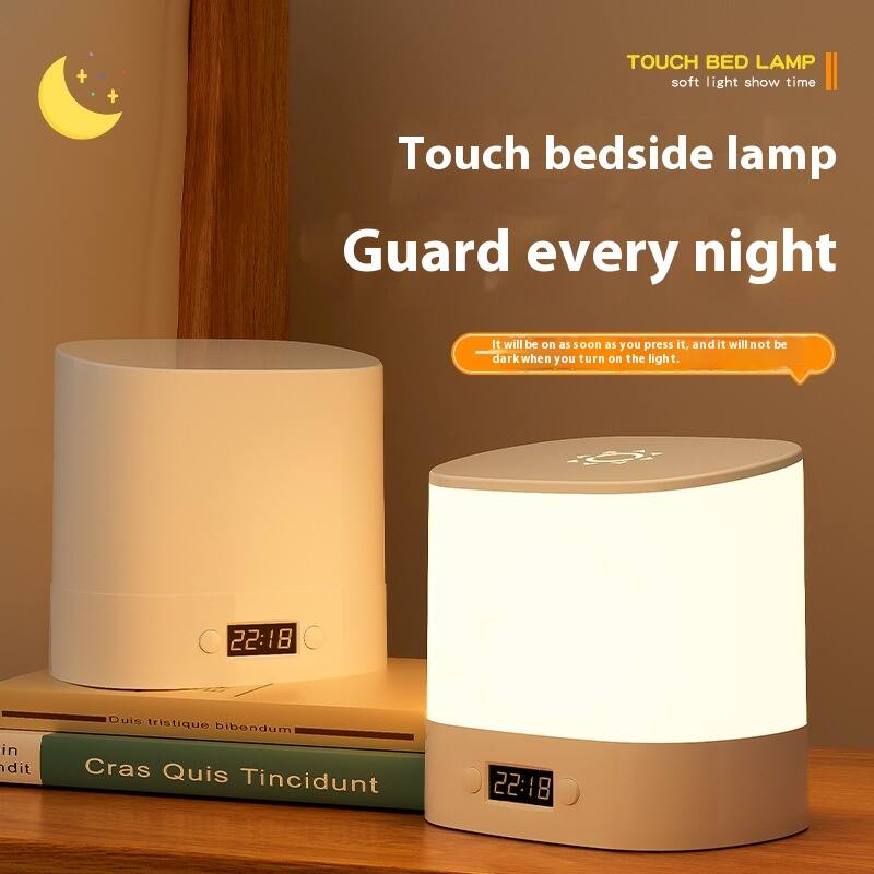 TOUCH BED LAMP  
soft light show time  

Touch bedside lamp  
Guard every night  

It will be on as soon as you press it, and it will not be dark when you turn on the light.  

22:18  

Duis tristique bibendum  
Cras Quis Tincidunt