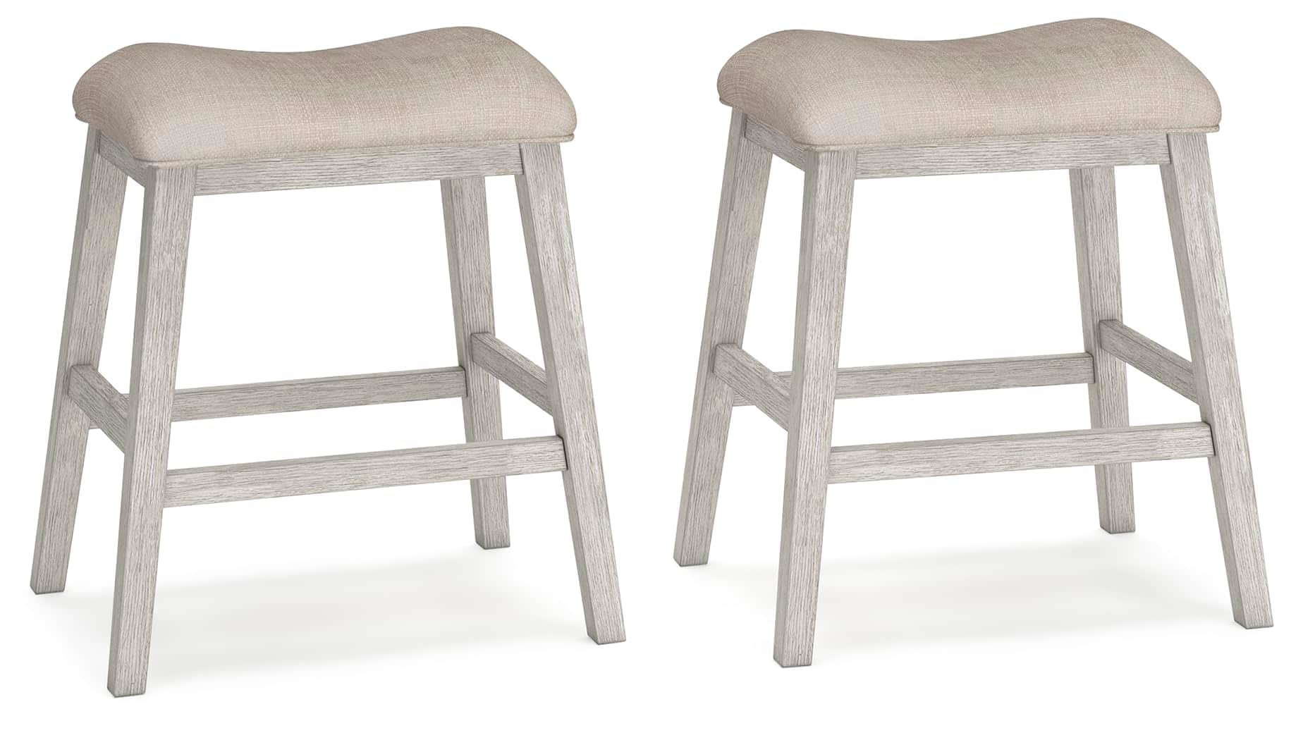 JETRANSPORT - Caitbrook Rustic 24.4" Counter Height Upholstered Barstool 2 Count Gray Polyester UpholsteryCOUNTER - Whitewash