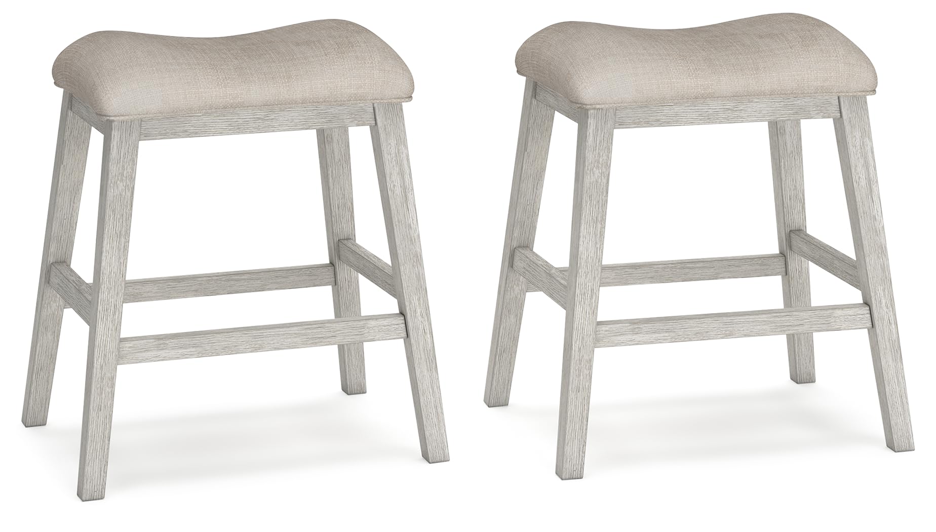 Front. JETRANSPORT - Caitbrook Rustic 24.4" Counter Height Upholstered Barstool 2 Count Gray Polyester UpholsteryCOUNTER - Whitewash.