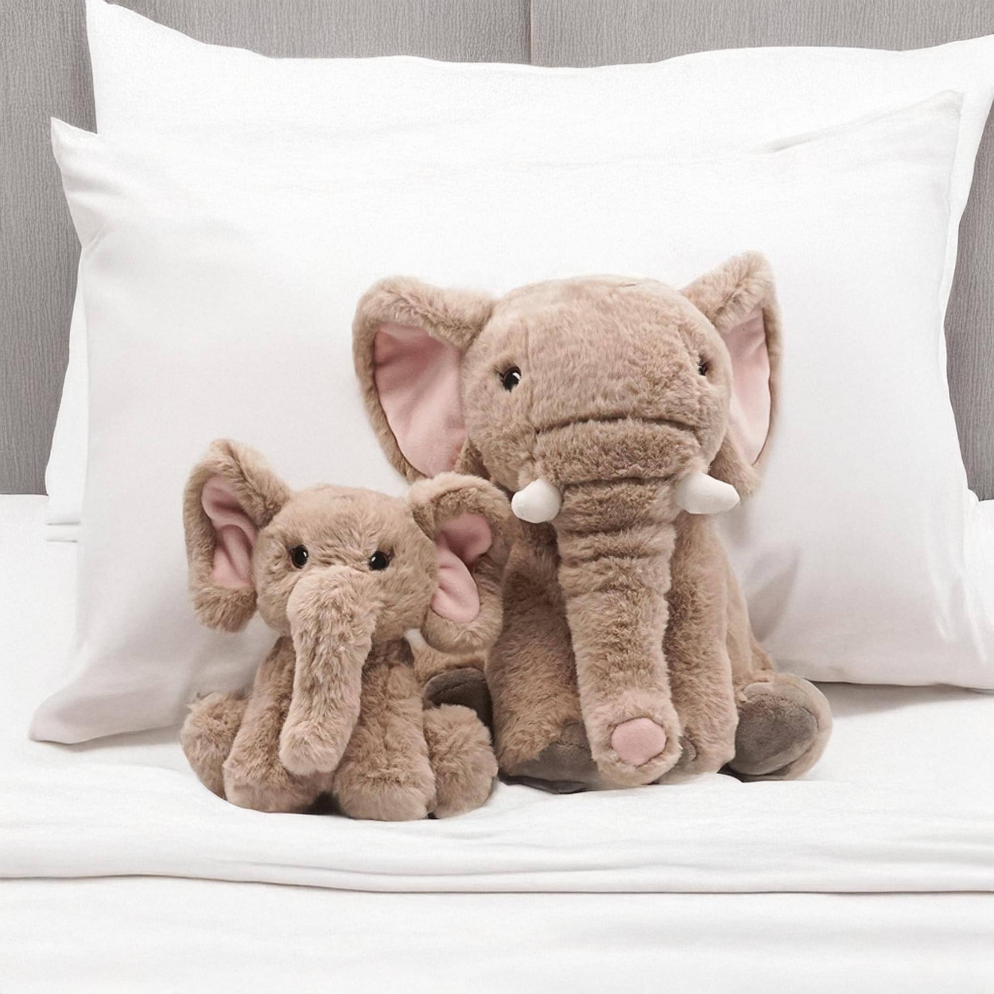 Alt View 2. TriAction Toys - Snooze Monsters Interactive Bedtime Plush Set | Elephant With Baby - Beige.