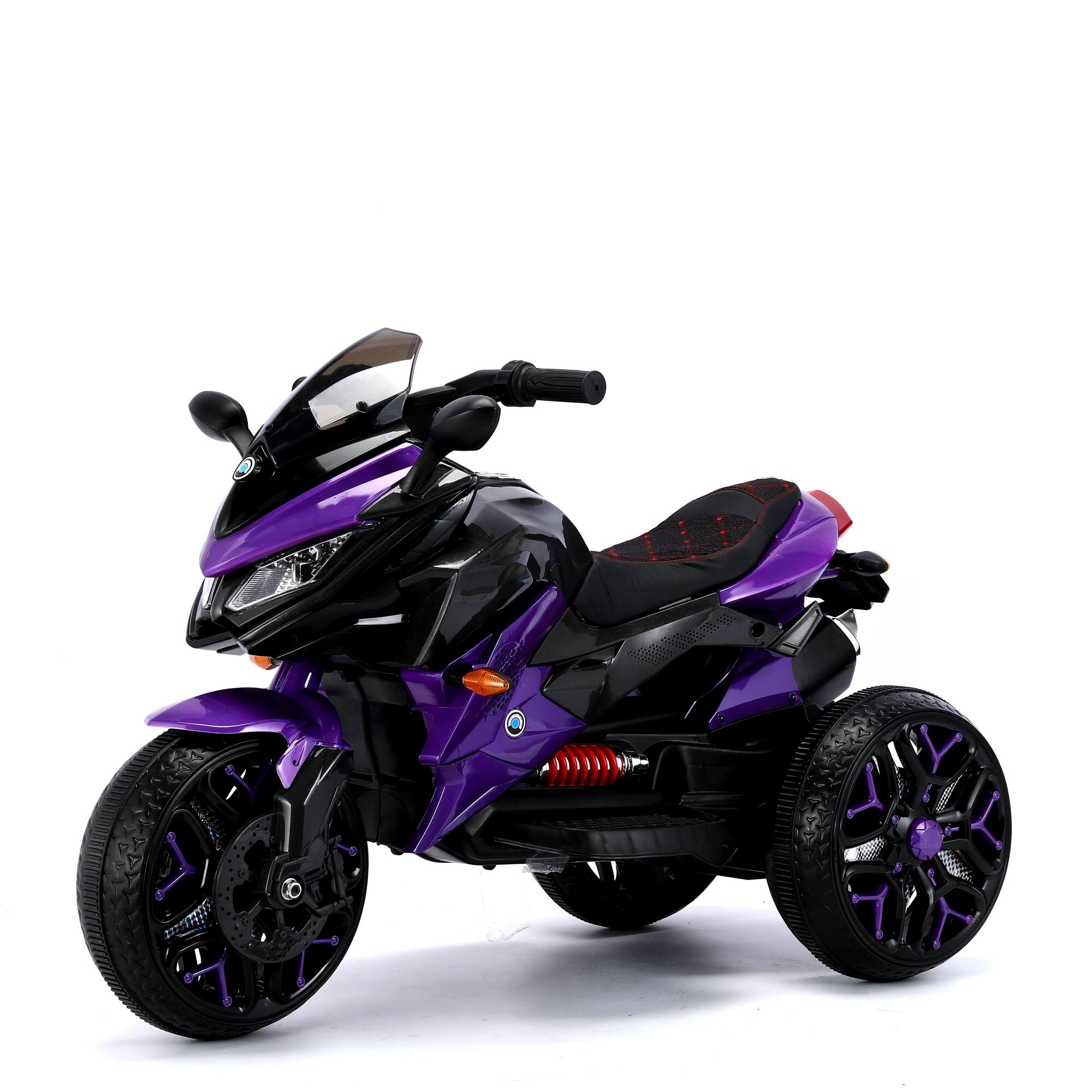 Front. ELEMENT ACE - Kids Battery-Powered Ride-On Motorcycle with Training Wheels and LED Lights for Safe and Fun Playtime - Purple.