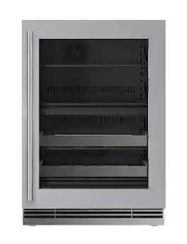 U-Line - 24"W. 4.9 Cu.Ft. Built-In Frame w. Glass Dual-Zone Compact Beverage Center - Stainless Steel