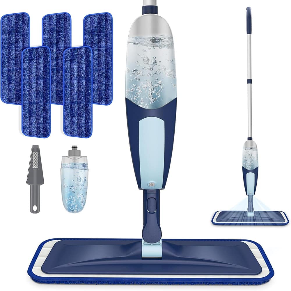 Schertz - Spray Mop with 5 Reusable Pads, Microfiber, for Hardwood & Tile Floors