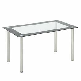 Winado - Modern Tempered Glass Dining Table Glass Top Table with 4 Heavy-Duty Metal Legs for Kitchen, Dining Room, Dinette, Dorm - Black