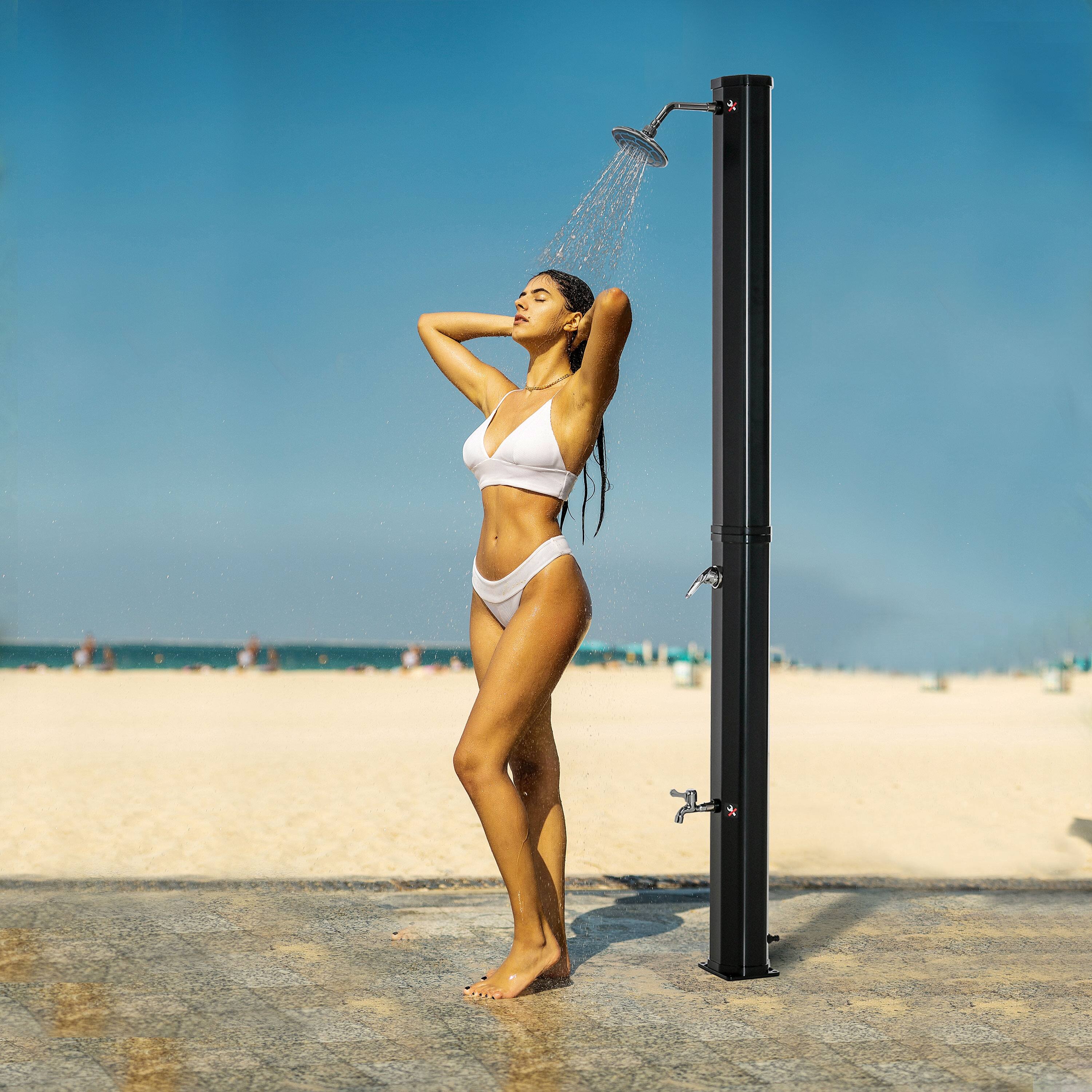 Angle. Outsunny - Outsunny 7ft Outdoor Solar Heated Shower with 360 Rotating Shower Head - Black.