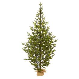 BreeBe - 6' Fraser Fir Xmas Tree w/250 LEDs 1243 Tips Burlap Base - Green