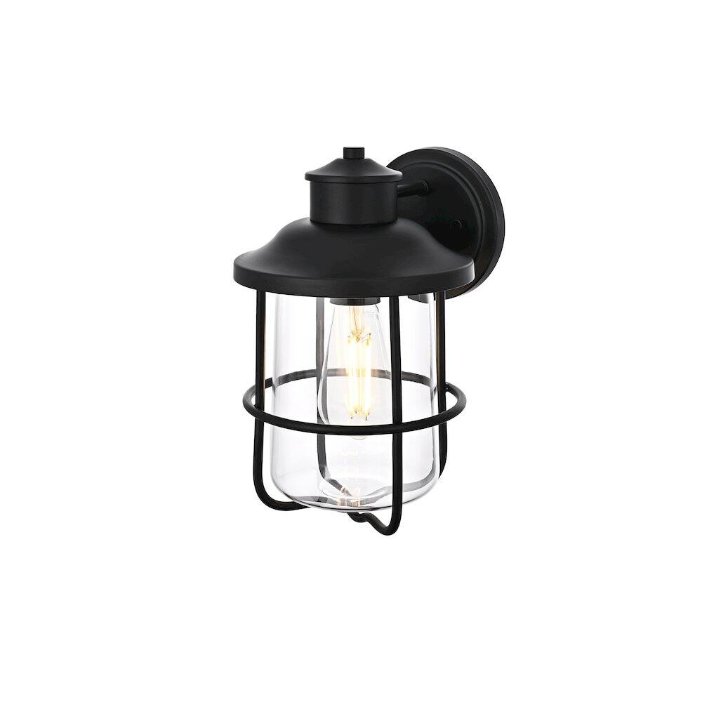 Left. Elegant Lighting - Huxley 7 Inch Outdoor Wall Sconce In Black - Black.
