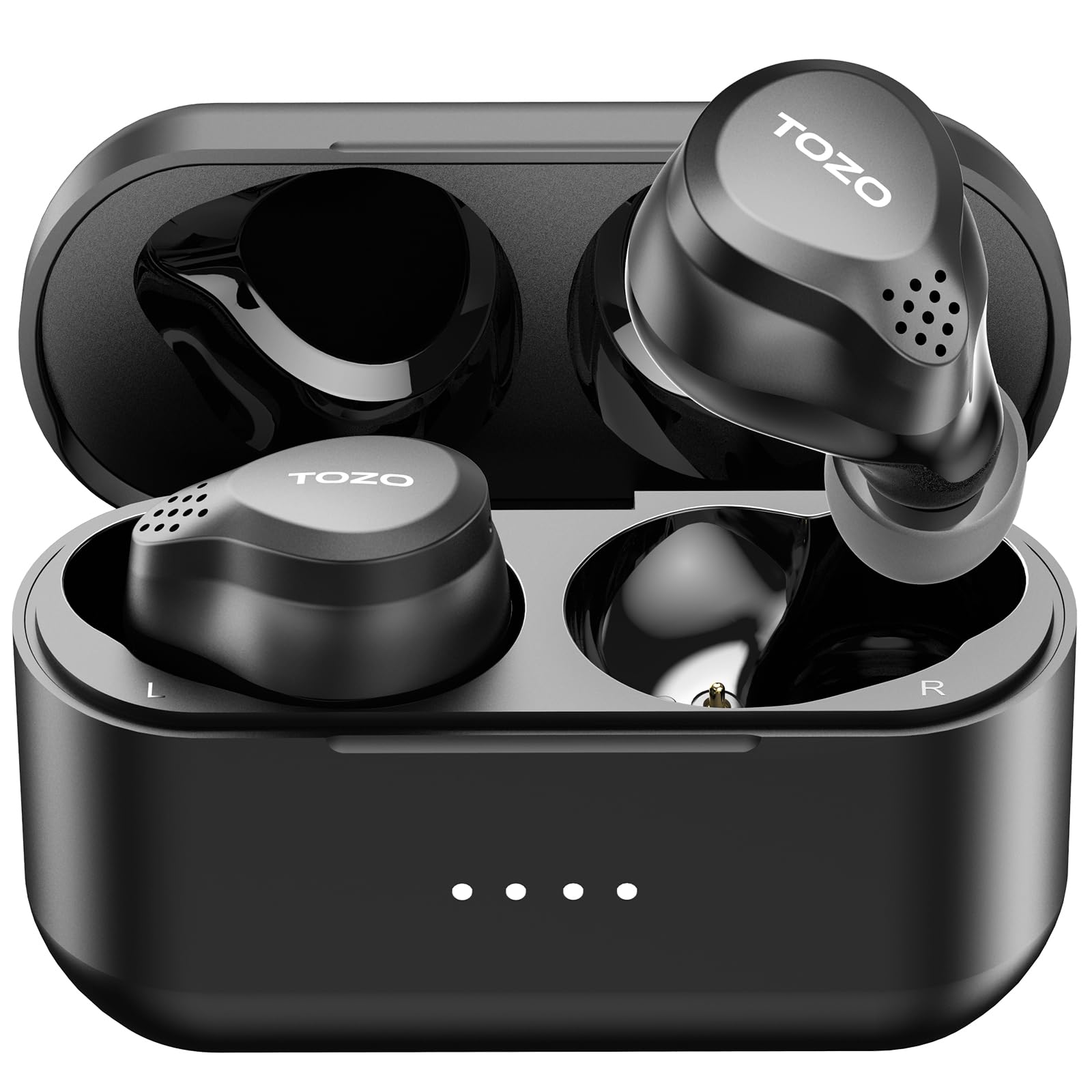 TOZO - New NC7 Hybrid ANC Earbuds, Bluetooth 5.3, 72H Playtime, In-Ear Detection, App Custom, Deep Bass - Black